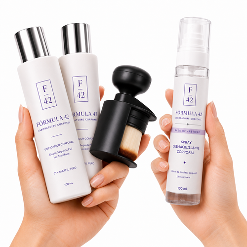COMBO PIEL LISTA F42 (2 BASES + Brocha Ultra Suave + Spray Desmaquillante)